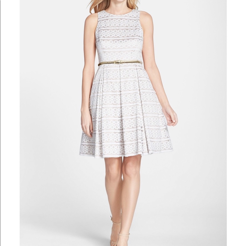 Eyelet lace fit and flare dress